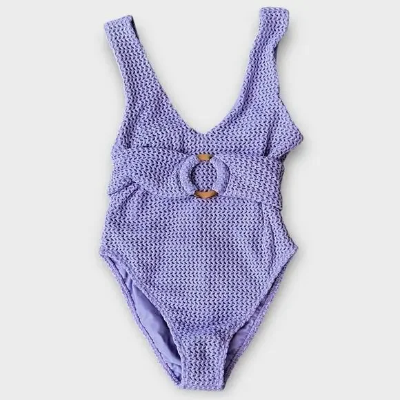 Montce Lavender Textured One Piece Swimsuit - Picture 3 of 9